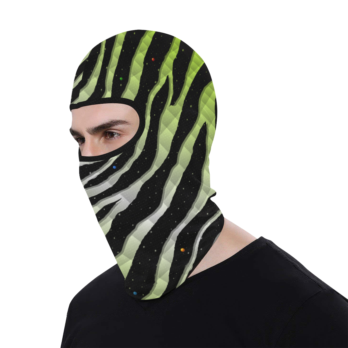 Ripped SpaceTime Stripes - Lime/White All Over Print Balaclava