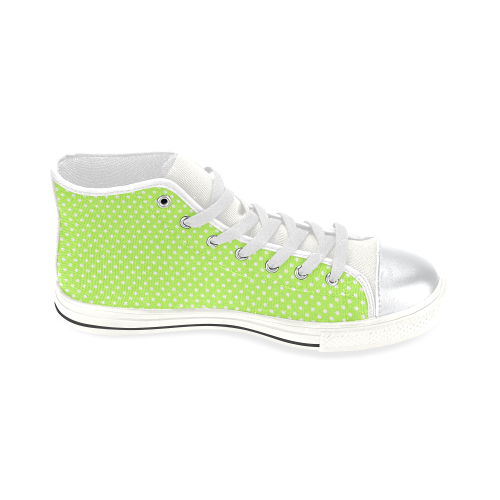 Mint green polka dots High Top Canvas Women's Shoes/Large Size (Model 017)