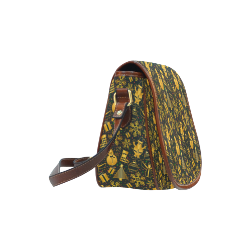 Golden Christmas Icons Saddle Bag/Small (Model 1649) Full Customization