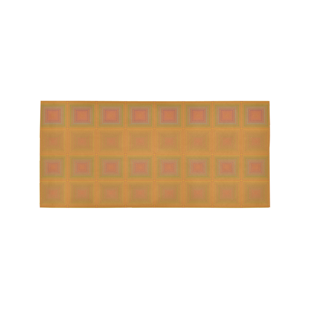 Golden pink multicolored multiple squares Area Rug 7'x3'3''