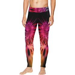 Magic Flower Flames Fractal - Psychedelic Colors Men's All Over Print Leggings (Model L38)