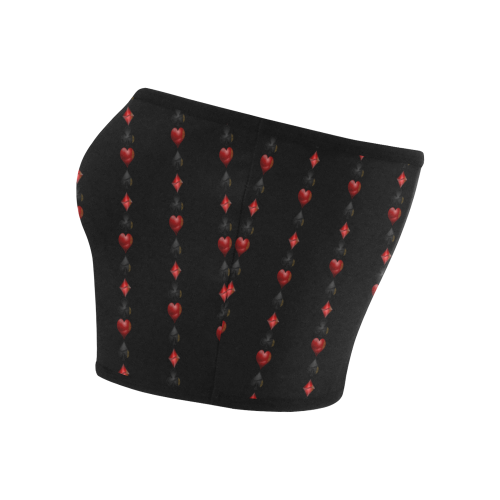 Las Vegas  Black and Red Casino Poker Card Shapes on Black Bandeau Top