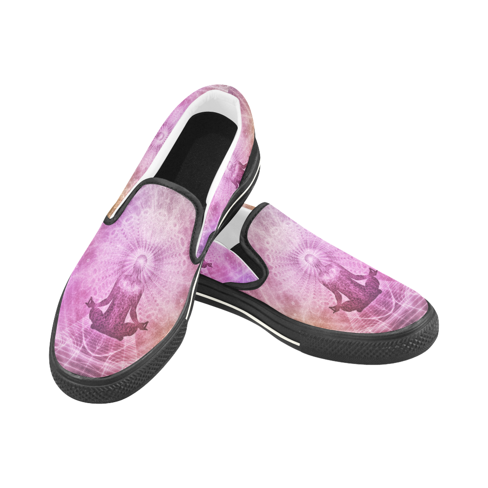 meditation yoga graphic art Women's Slip-on Canvas Shoes/Large Size (Model 019)