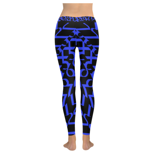 NUMBERS Collection 1234567 Black/Blueberry Women's Low Rise Leggings (Invisible Stitch) (Model L05)