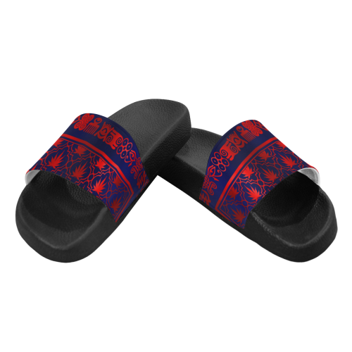 ADRINKRA GOLD RED LEAF Women's Slide Sandals (Model 057)