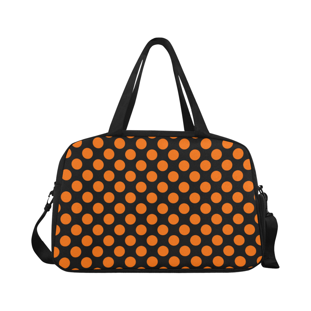 Orange Polka Dots on Black Fitness Handbag (Model 1671)