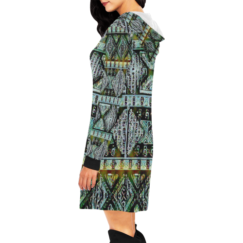 African Word All Over Print Hoodie Mini Dress (Model H27)