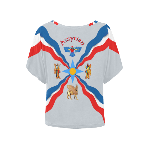 Assyrian Flag Women's Batwing-Sleeved Blouse T shirt (Model T44)