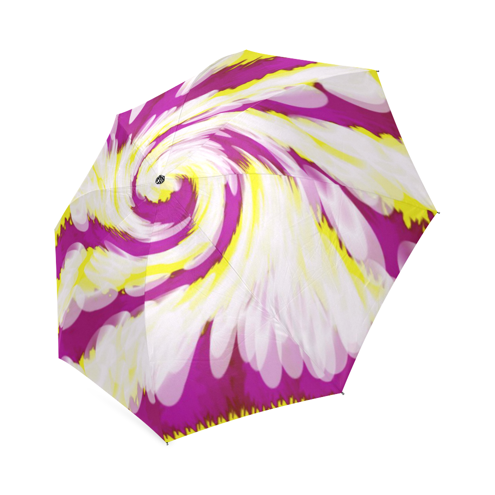 Pink Yellow Tie Dye Swirl Abstract Foldable Umbrella (Model U01)