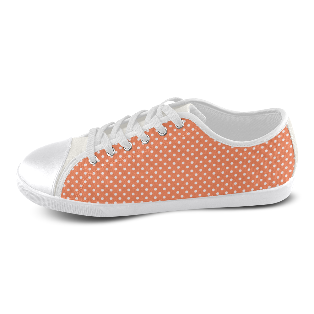 Appricot polka dots Canvas Shoes for Women/Large Size (Model 016)