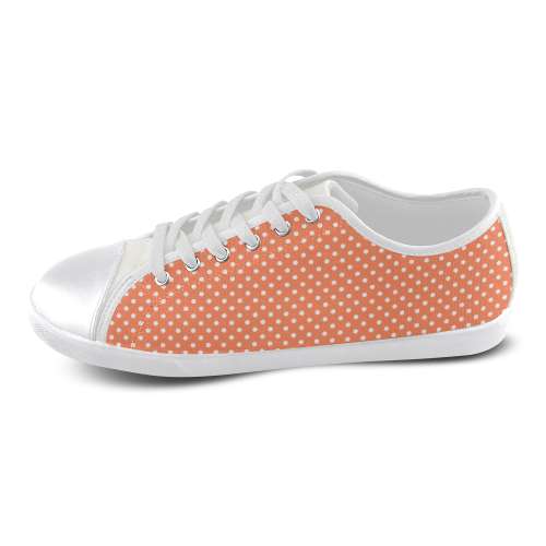 Appricot polka dots Canvas Shoes for Women/Large Size (Model 016)