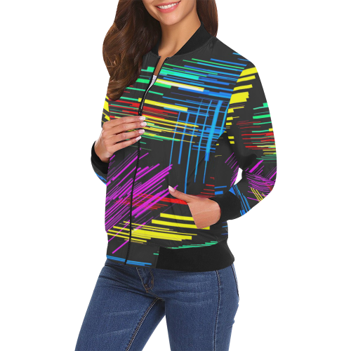 New Pattern factory 2A by JamColors All Over Print Bomber Jacket for Women (Model H19)
