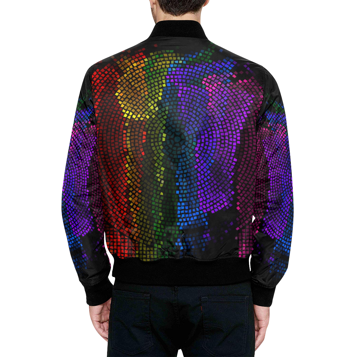 Rainbow by Nico Bielow All Over Print Quilted Bomber Jacket for Men (Model H33)
