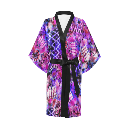 Wild Tie Dye Shibori In Pink Kimono Robe