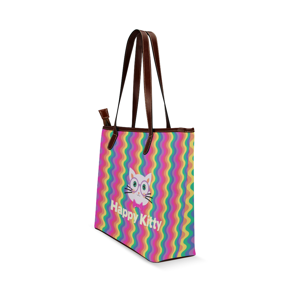 Happy Kitty Rainbow STB Shoulder Tote Bag (Model 1646)