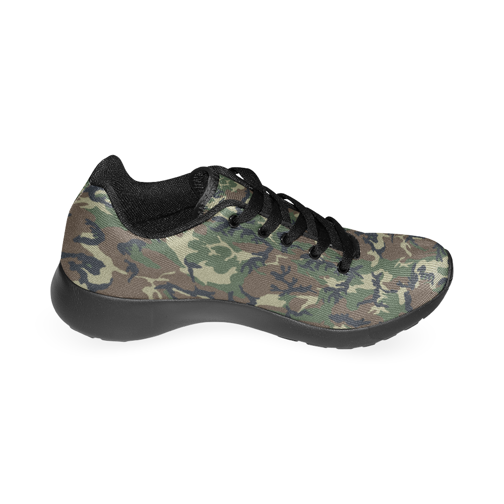Woodland Forest Green Camouflage Men's Running Shoes/Large Size (Model 020)