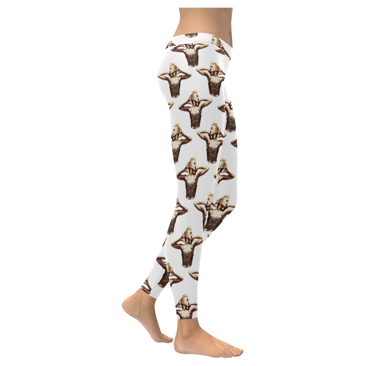 madonna pattern1 Women's Low Rise Leggings (Invisible Stitch) (Model L05)