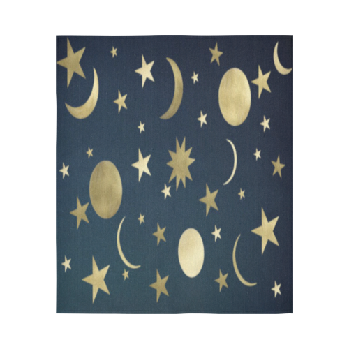 Golden stars and moon Cotton Linen Wall Tapestry 51"x 60"