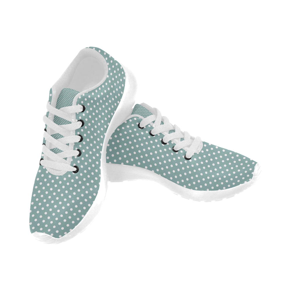Silver blue polka dots Kid's Running Shoes (Model 020)