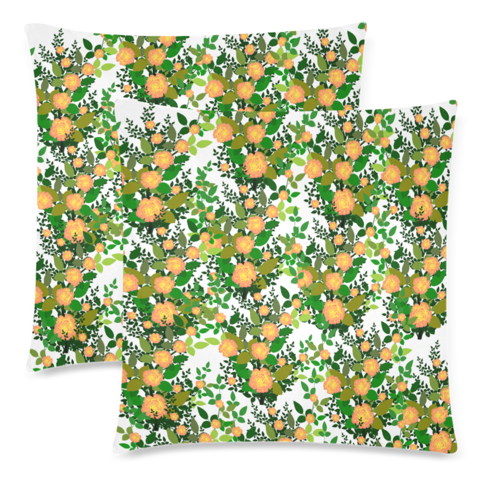 peach roses white Custom Zippered Pillow Cases 18"x 18" (Twin Sides) (Set of 2)