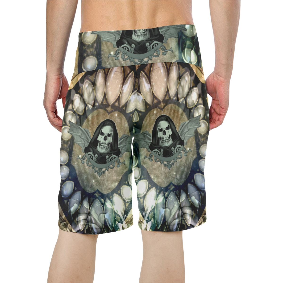 Awesome scary skull Men's All Over Print Board Shorts (Model L16)