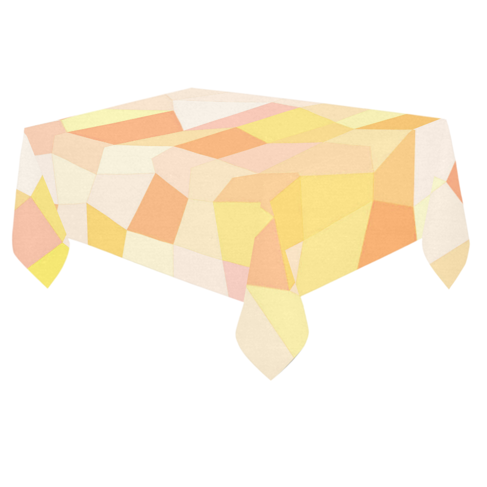 Yellow Gold Mosaic Cotton Linen Tablecloth 60"x 84"