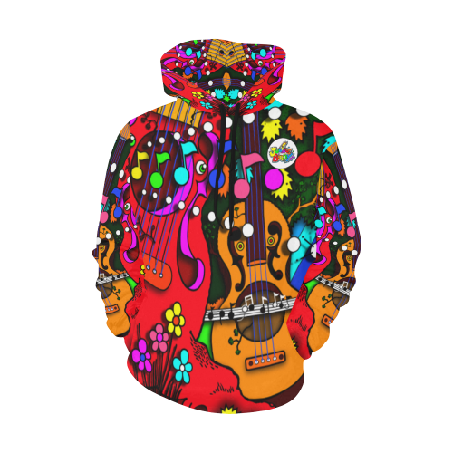 ITEM 35 _ HOODIE - GUITAR TREE FOREST / YOU ROCK All Over Print Hoodie for Women (USA Size) (Model H13)