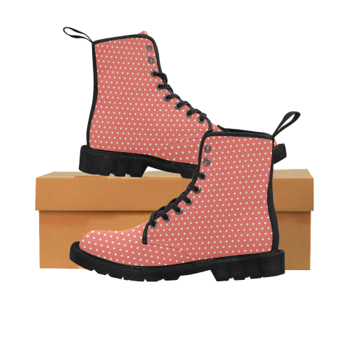 Ice cream pink white polka dots Martin Boots for Women (Black) (Model 1203H)