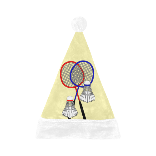 Badminton Rackets and Shuttlecocks Yellow Santa Hat