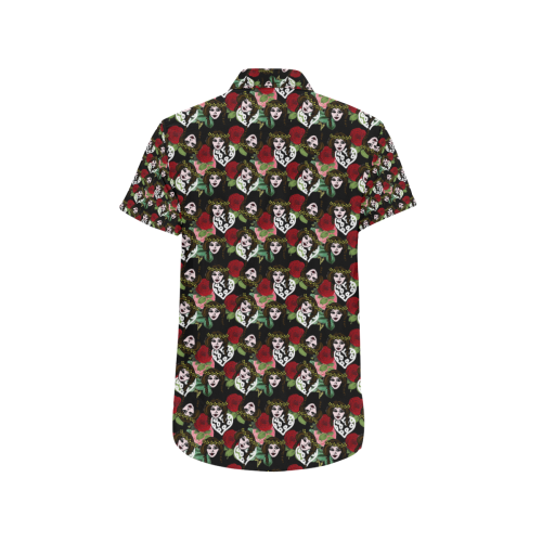 vintage hippie girl pattern black Men's All Over Print Short Sleeve Shirt/Large Size (Model T53)
