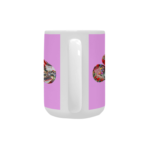 Las Vegas Playing Card Shapes on Pink Custom Ceramic Mug (15OZ)