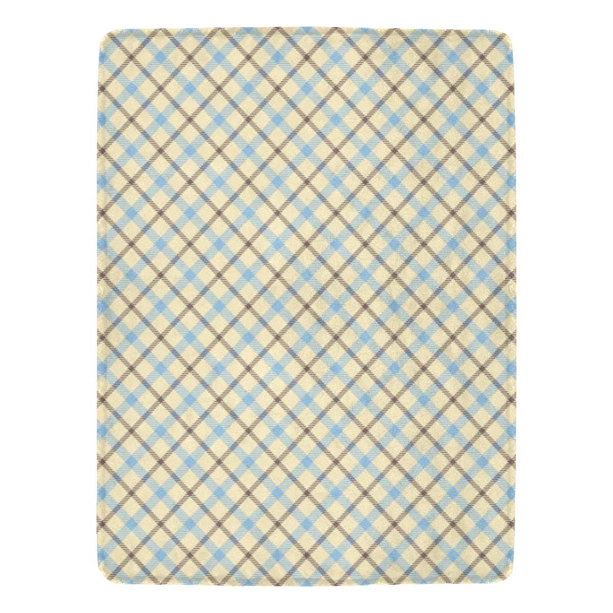 Plaid 2 plain tartan in cream, brown and baby blue Ultra-Soft Micro Fleece Blanket 60"x80"
