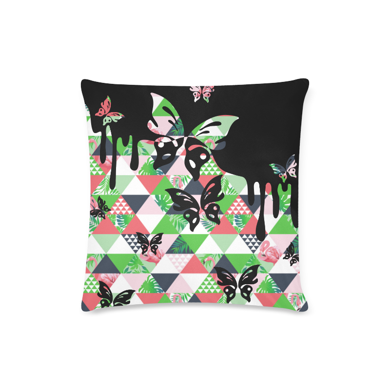 Triangle Pattern - Flamingo Leaves 1 Custom Zippered Pillow Case 16"x16"(Twin Sides)