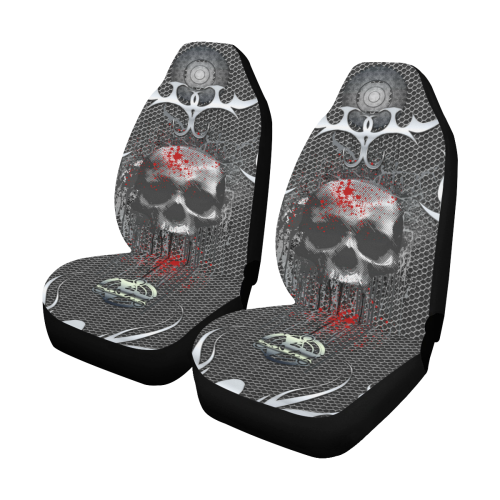 Awesome skull on metal design Car Seat Covers (Set of 2)