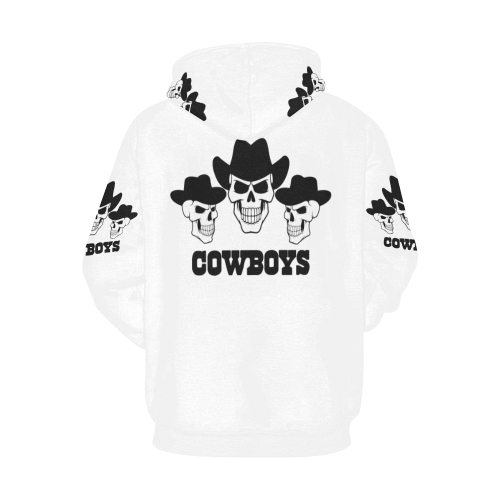 Cawboys Skull Glow Design - Skulls Art NEW Original White All Over Print Hoodie for Men/Large Size (USA Size) (Model H13)
