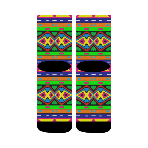 Distorted colorful shapes and stripes Crew Socks