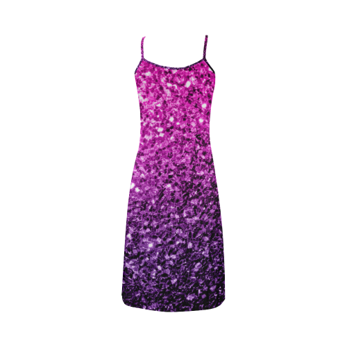 Beautiful Purple Pink Ombre glitter sparkles Alcestis Slip Dress (Model D05)