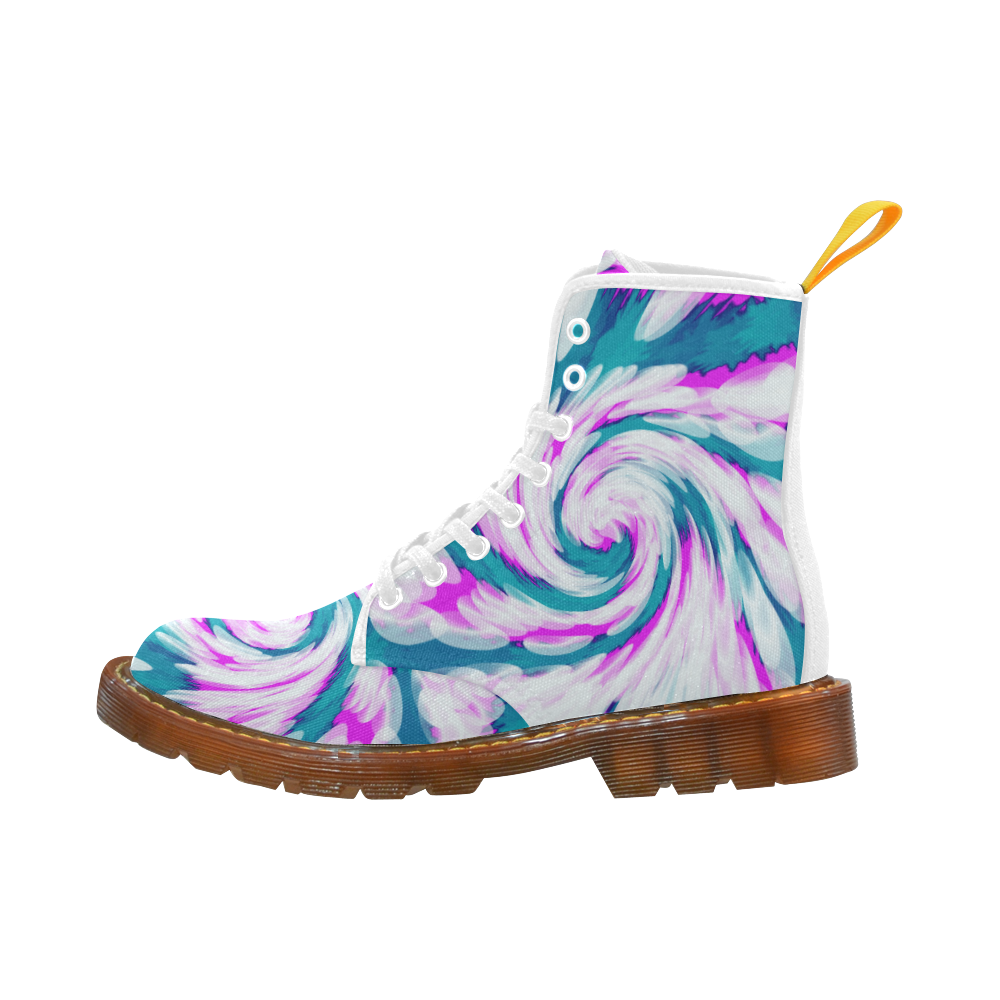 Turquoise Pink Tie Dye Swirl Abstract Martin Boots For Men Model 1203H