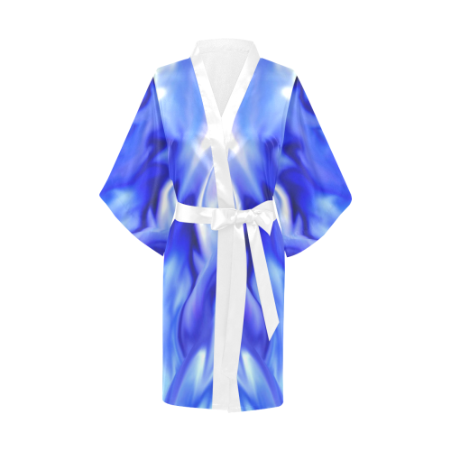 Light Blue silver waves Kimono Robe