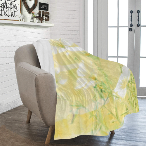 wildflowers yellow Ultra-Soft Micro Fleece Blanket 43''x56''