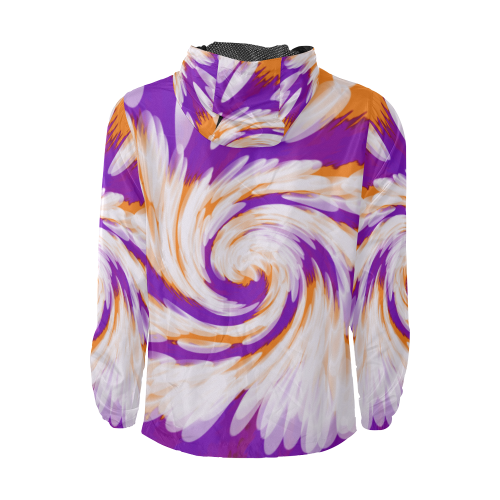 Purple Orange Tie Dye Swirl Abstract Unisex All Over Print Windbreaker (Model H23)
