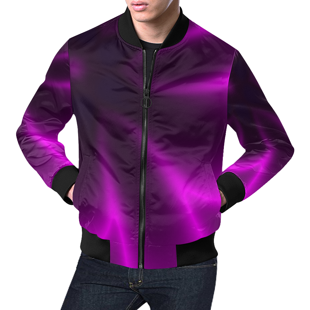 Purple Blossom All Over Print Bomber Jacket for Men (Model H19)
