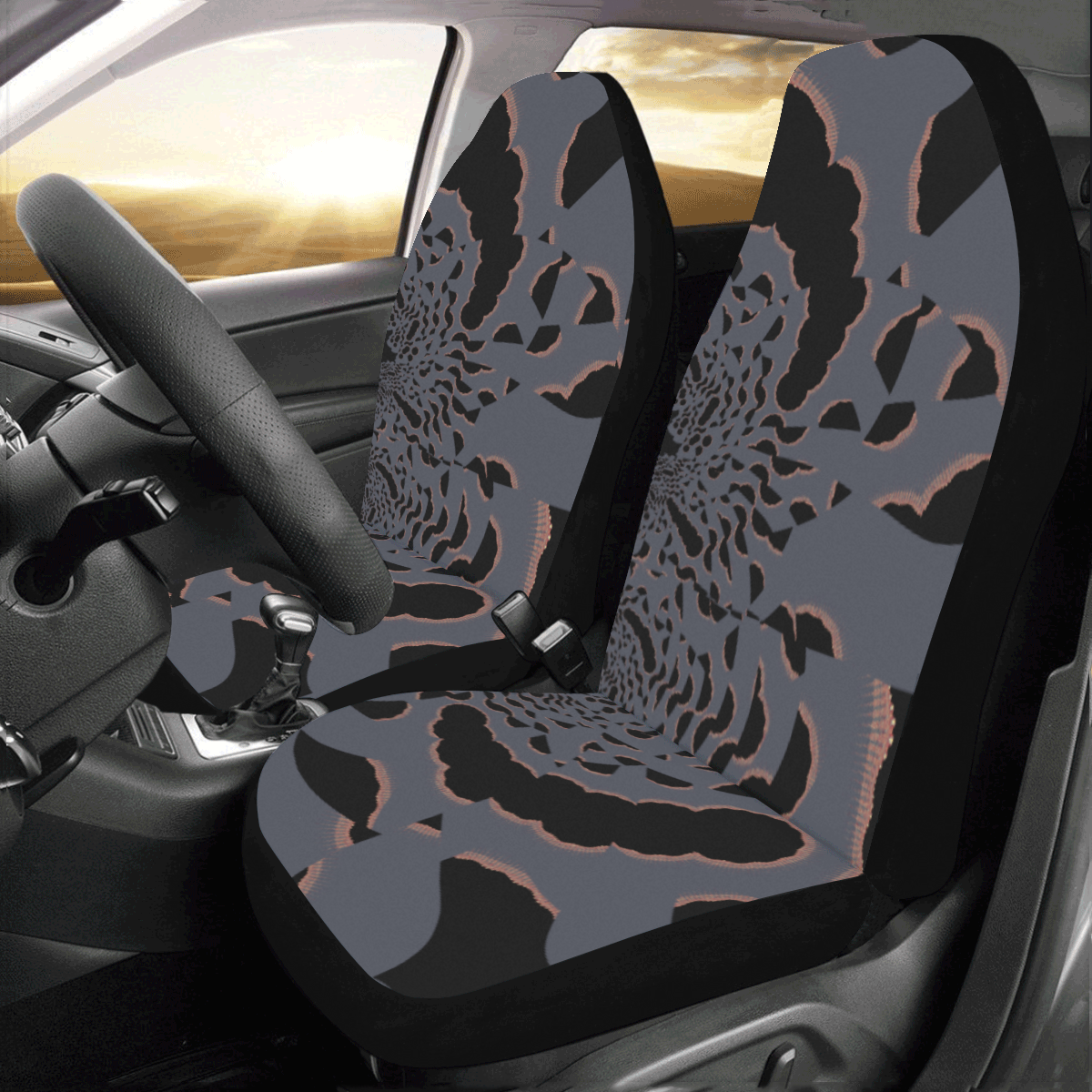 Dimensional Abstract Car Seat Covers (Set of 2)