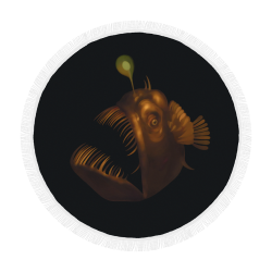 Deep Sea Anglerfish Predator Fish Painting Circular Beach Shawl 59"x 59"