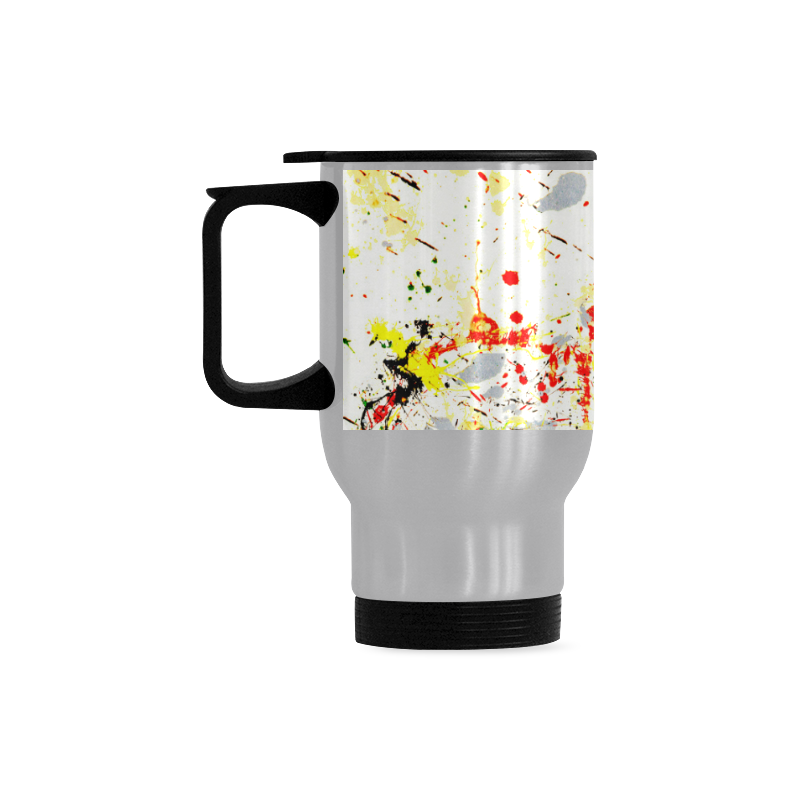 Black, Red, Yellow Paint Splatter Travel Mug (14oz)