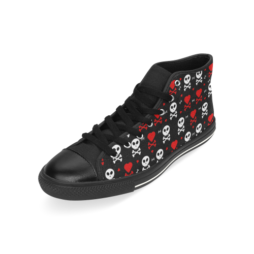 Skull Hearts High Top Canvas Shoes for Kid (Model 017)