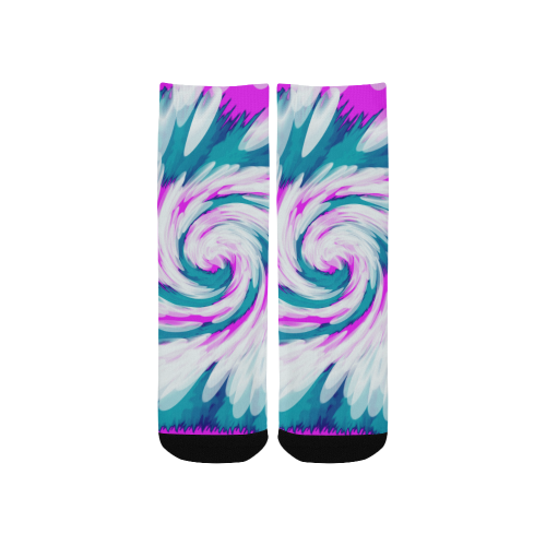 Turquoise Pink Tie Dye Swirl Abstract Kids' Custom Socks