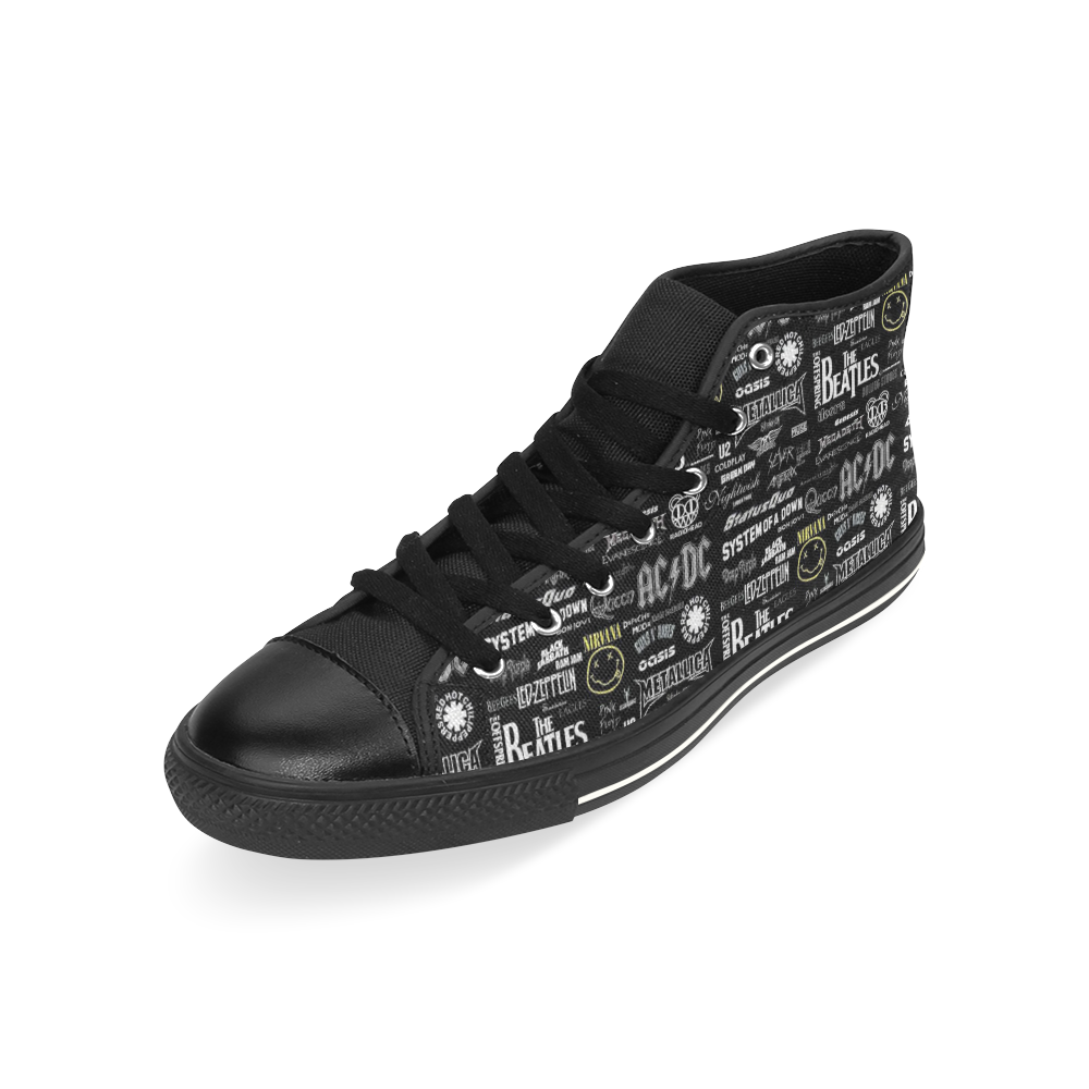 Band Logo Pattern High Top Canvas Women's Shoes/Large Size (Model 017)