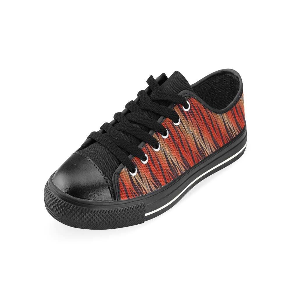 Wild Red tiger stripes mens classic canvas shoes model Men's Classic Canvas Shoes (Model 018)