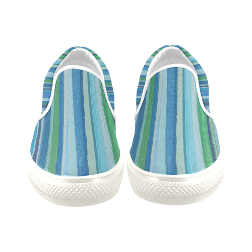 painted stripe in white trim Slip-on Canvas Shoes for Men/Large Size (Model 019)